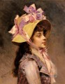 retrato de una dama con lazos rosas dama realista Raimundo de Madrazo y Garreta